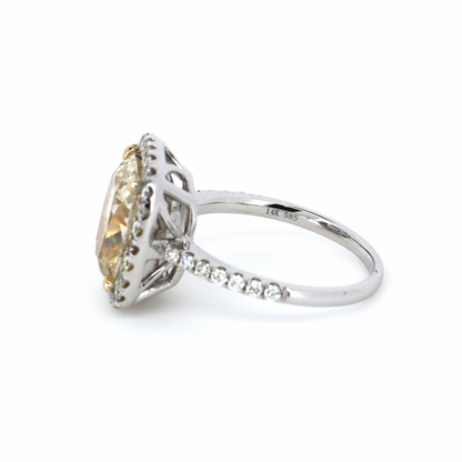 5.05ct White Gold Fancy Yellow Diamond Halo Ring