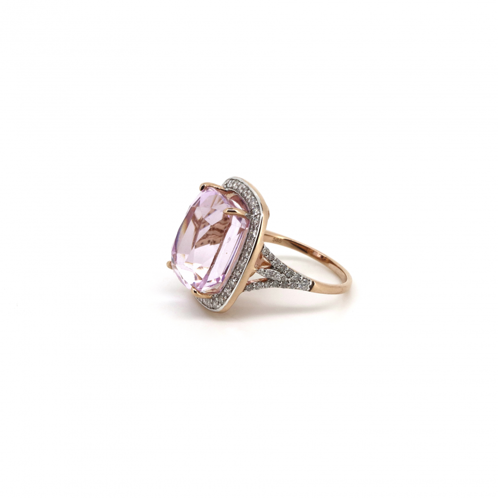 Kunzite and Diamond Cocktail Ring