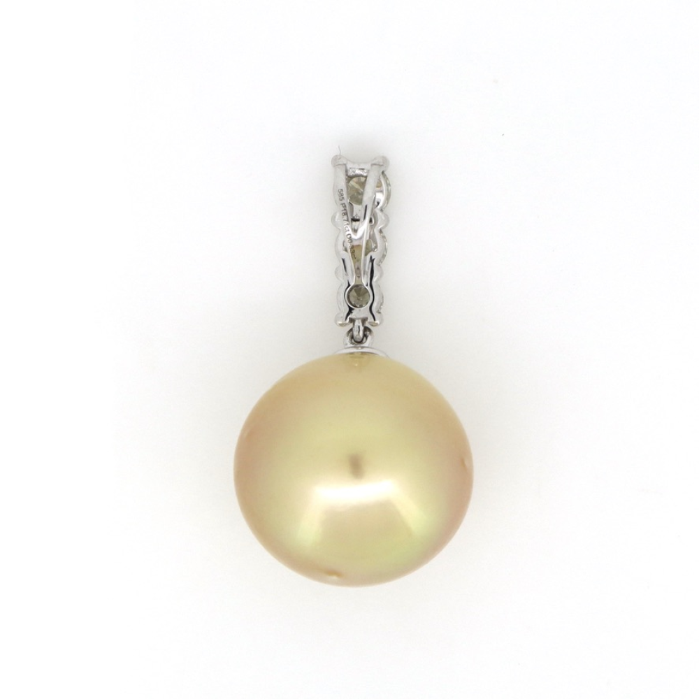 Golden South Sea Pearl & Diamond Drop Pendant