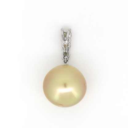 Golden South Sea Pearl & Diamond Drop Pendant