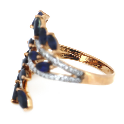 1.95ct Rose Gold Blue Sapphire and Diamond Fern Style Ring