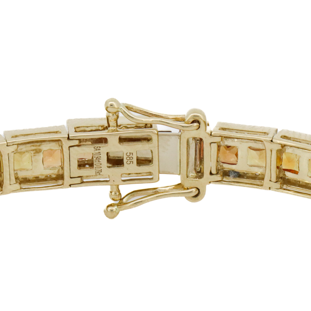 Yellow Gold Multi-Coloured Sapphire and Diamond Line Bracelet