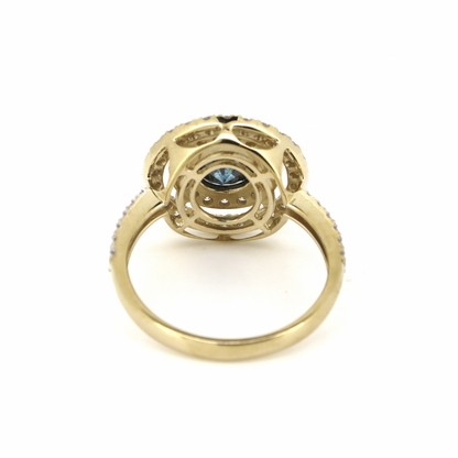 Blue Diamond Double Halo Ring