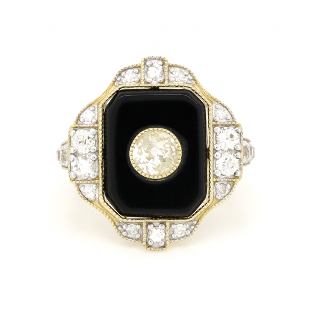 Black Onyx and Diamond Statement Ring