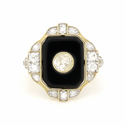 Black Onyx and Diamond Statement Ring