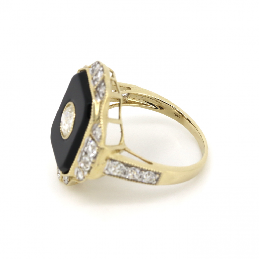 Black Onyx and Diamond Statement Ring