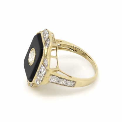 Black Onyx and Diamond Statement Ring