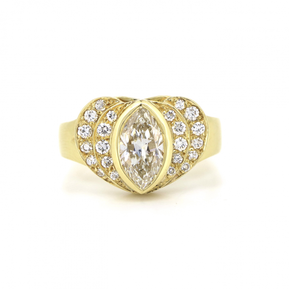 Yellow Gold Marquise Cut Diamond Ring