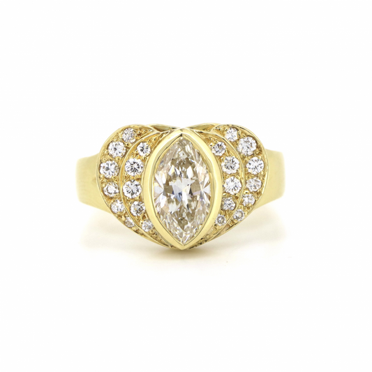 Yellow Gold Marquise Cut Diamond Ring