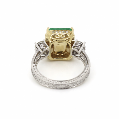 Colombian Emerald and Diamond Trilogy Ring