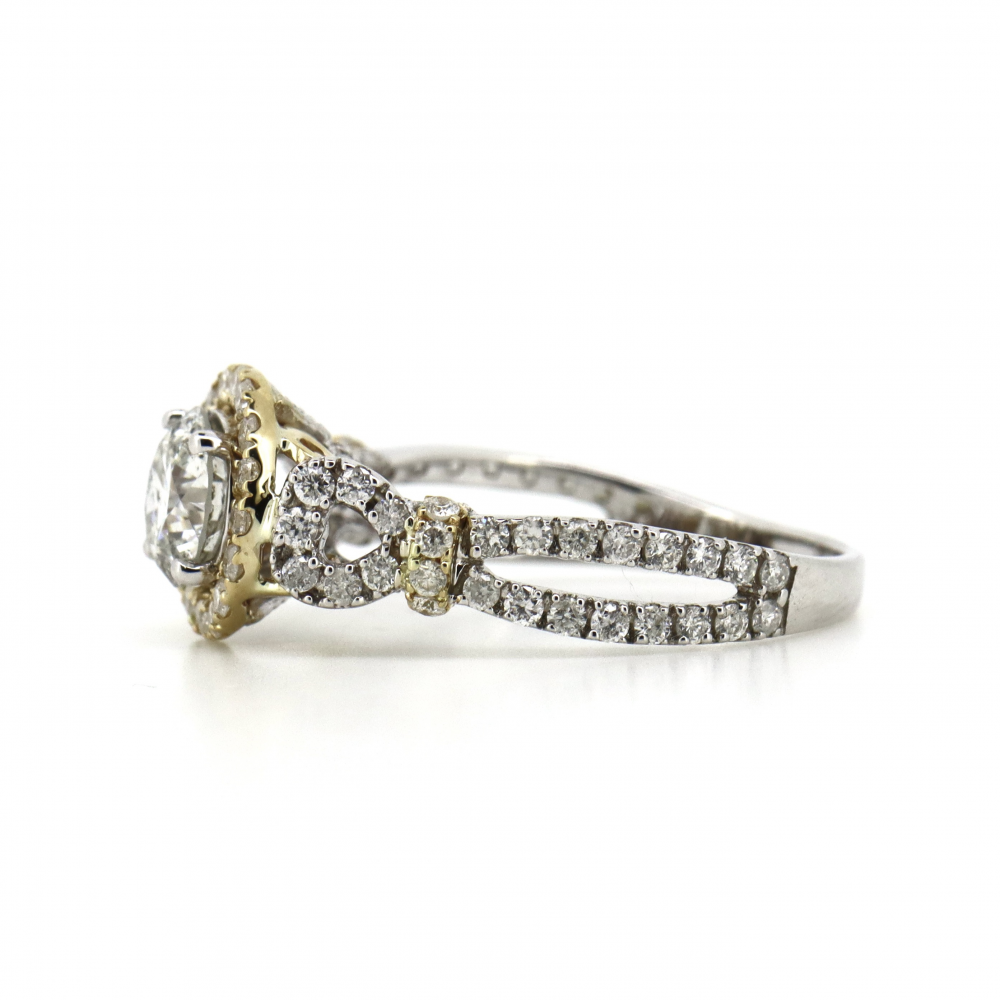 Yellow Gold and Diamond Decorative Split Band Ring