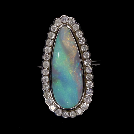 1.99ct Australian Andamooka Opal & Diamond Halo Ring