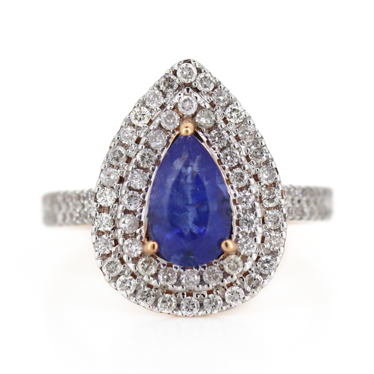 1.93ct Rose Gold Tanzanite and Diamond Double Halo Ring