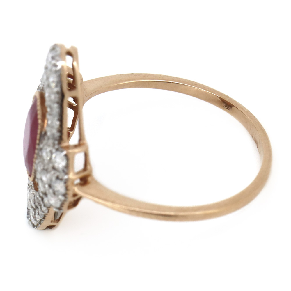 1.10ct Rose Gold Ruby and Diamond Vintage Inspired Ring