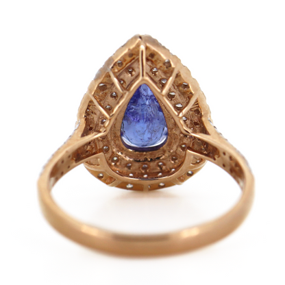 1.93ct Rose Gold Tanzanite and Diamond Double Halo Ring