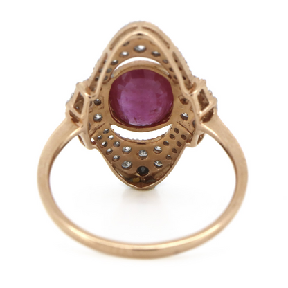 1.10ct Rose Gold Ruby and Diamond Vintage Inspired Ring