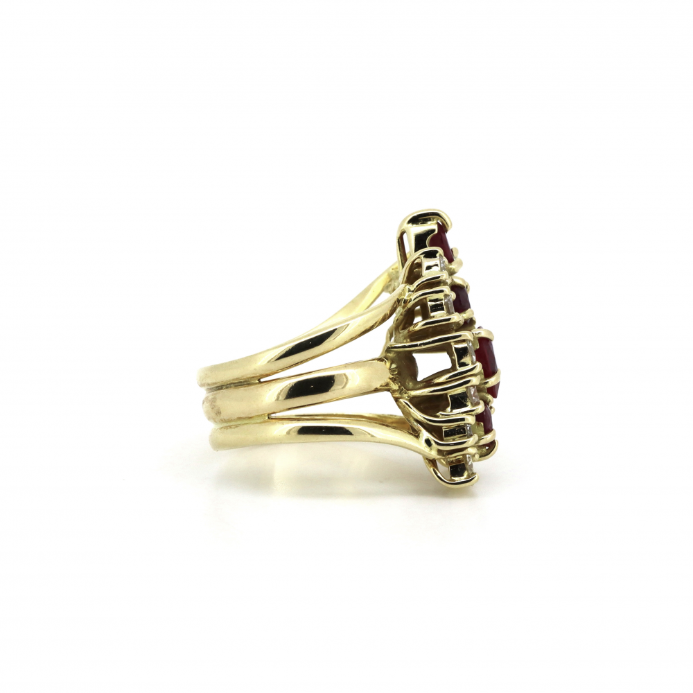 Yellow Gold Ruby and Diamond Cocktail Ring