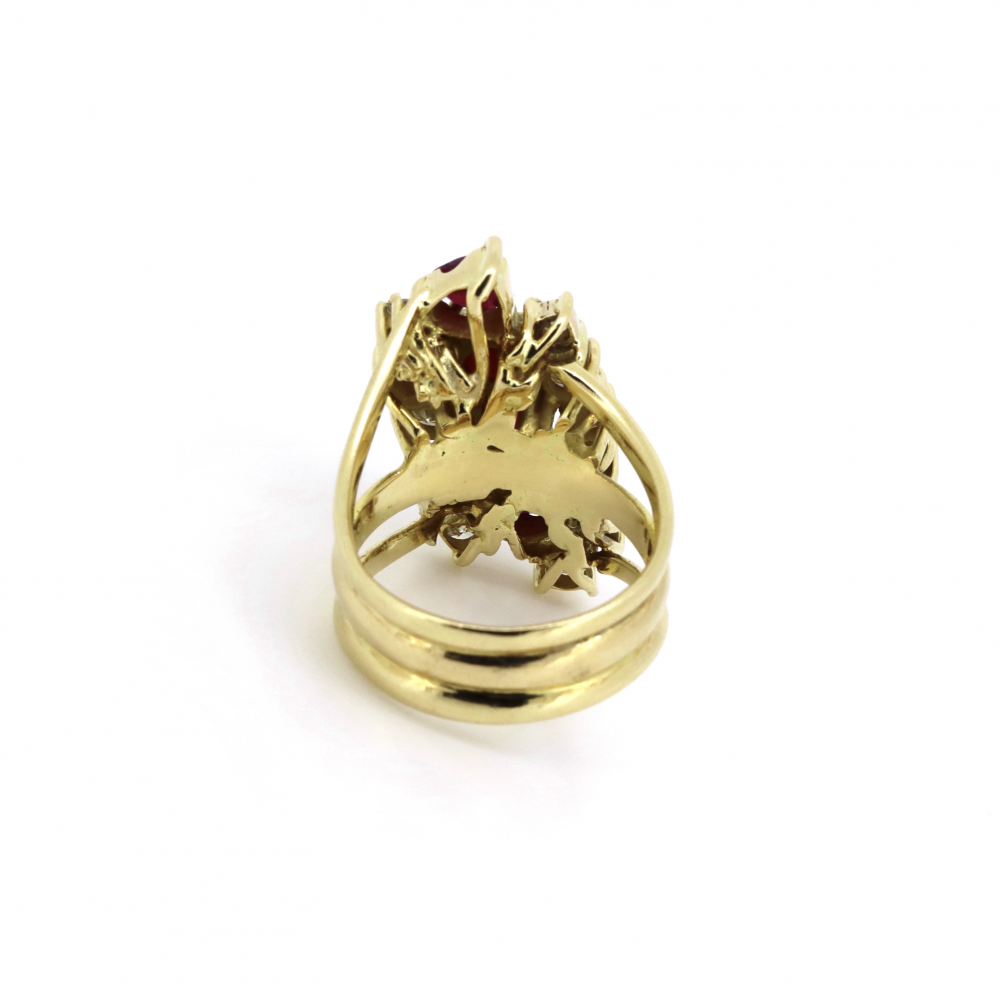 Yellow Gold Ruby and Diamond Cocktail Ring