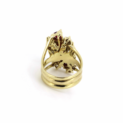 Yellow Gold Ruby and Diamond Cocktail Ring