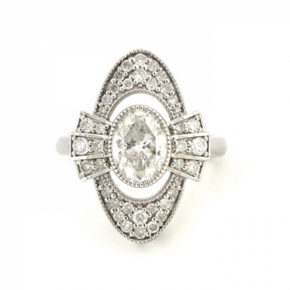 1.61ct  White Gold Diamond Art Deco Inspired Ring