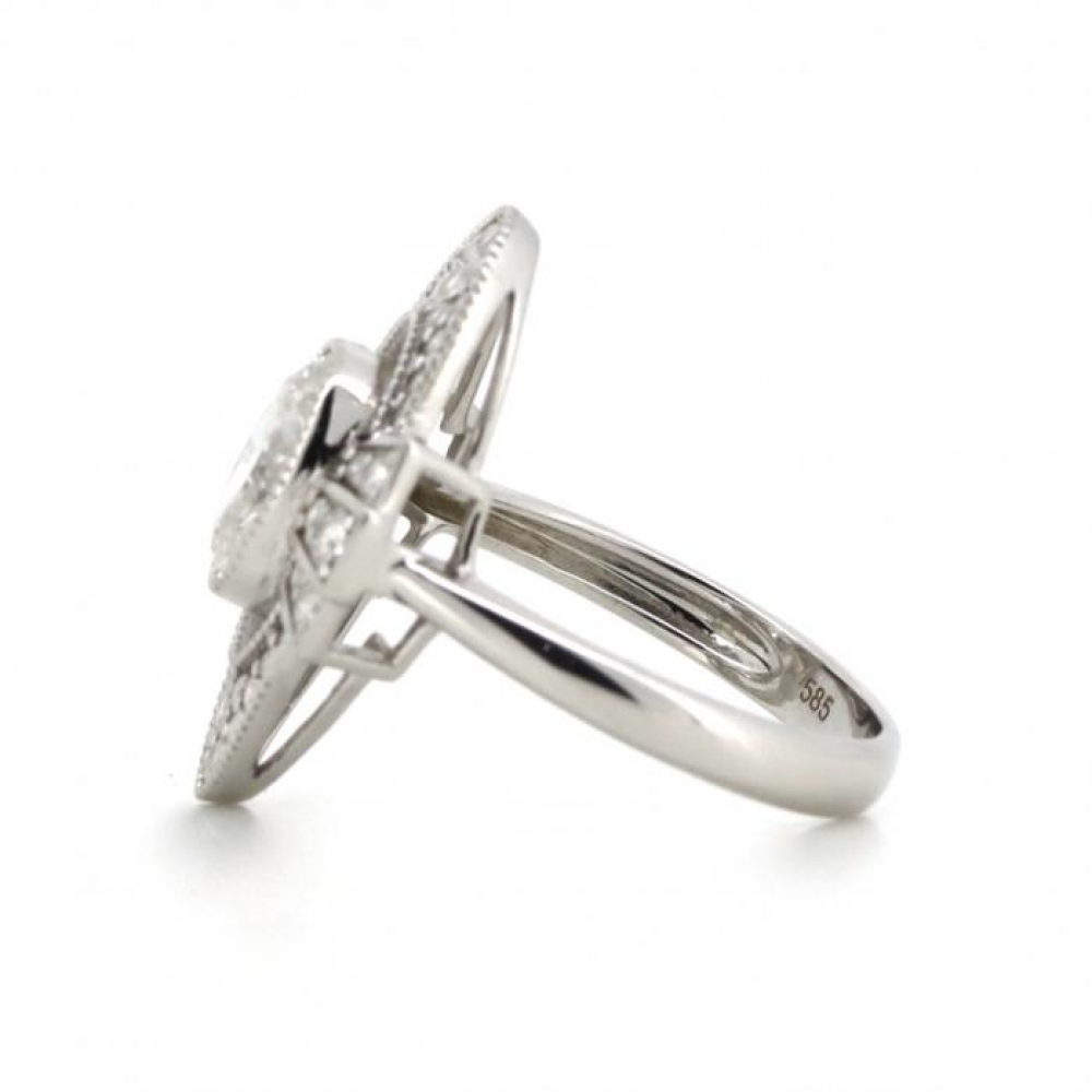 1.61ct  White Gold Diamond Art Deco Inspired Ring