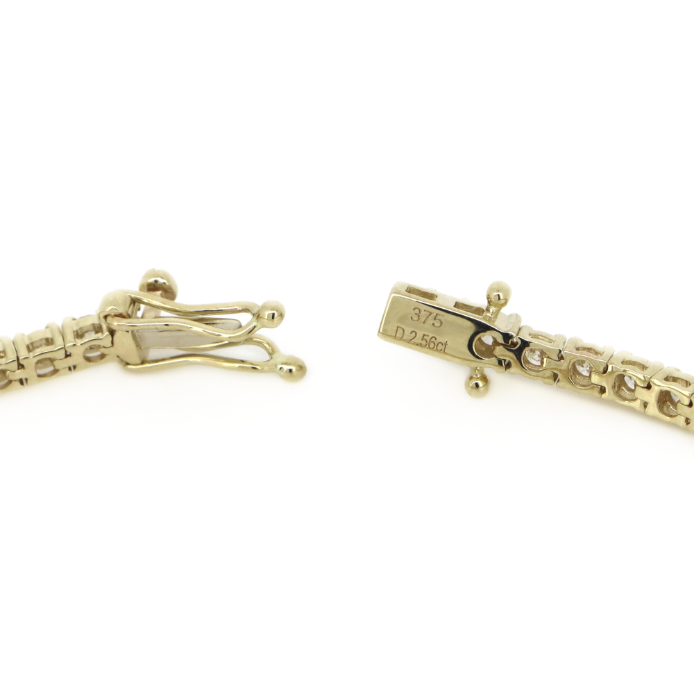 Yellow Gold 2.56ct Diamond Tennis Bracelet