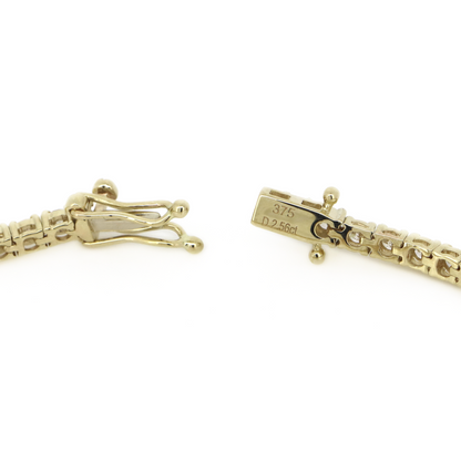 Yellow Gold 2.56ct Diamond Tennis Bracelet