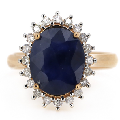 4.00ct Rose Gold Blue Sapphire and Diamond Halo Ring