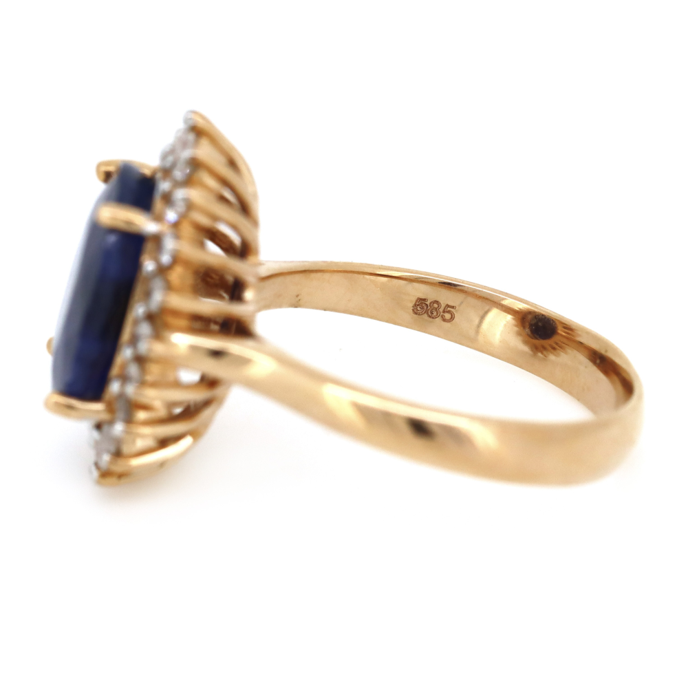 4.00ct Rose Gold Blue Sapphire and Diamond Halo Ring