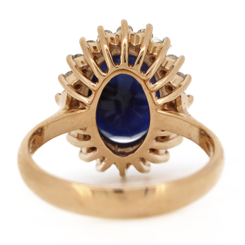 4.00ct Rose Gold Blue Sapphire and Diamond Halo Ring
