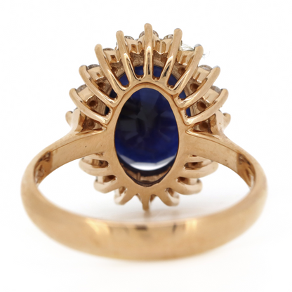 4.00ct Rose Gold Blue Sapphire and Diamond Halo Ring
