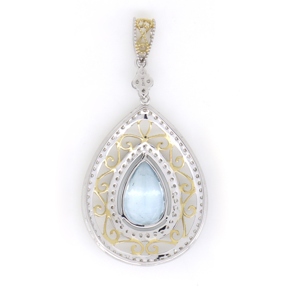 White/Yellow Gold, 6.71ct Aquamarine and Diamond, Statement Pendant
