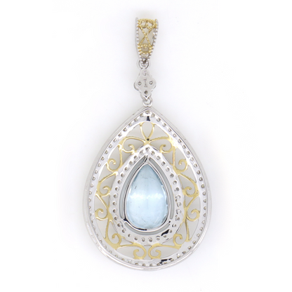 White/Yellow Gold, 6.71ct Aquamarine and Diamond, Statement Pendant