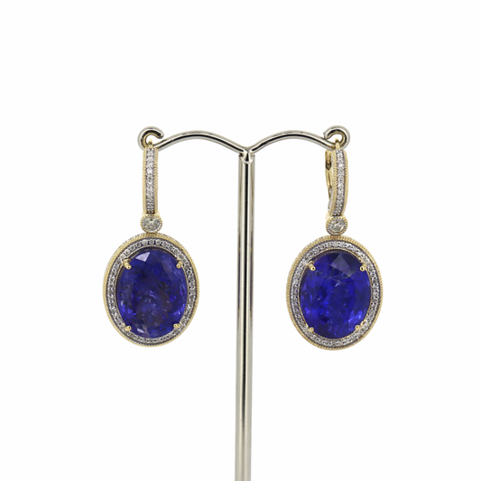 Tanzanite and Diamond Cluster Cocktail Earrings