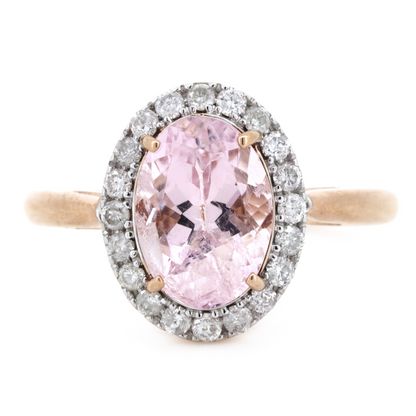 Rose Gold Morganite & Diamond Halo Dress Ring