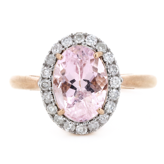 Rose Gold Morganite & Diamond Halo Dress Ring