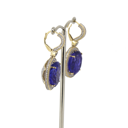 Tanzanite and Diamond Cluster Cocktail Earrings