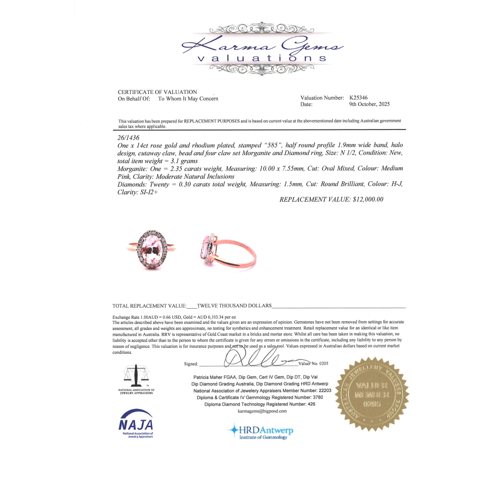 Rose Gold Morganite & Diamond Halo Dress Ring