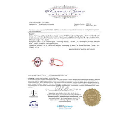 Rose Gold Morganite & Diamond Halo Dress Ring