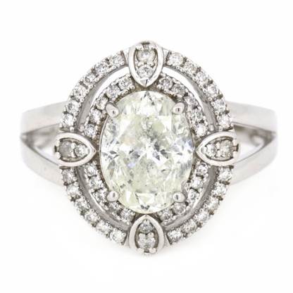 2.05ct White Gold and Diamond, Double Halo Split Band Ring