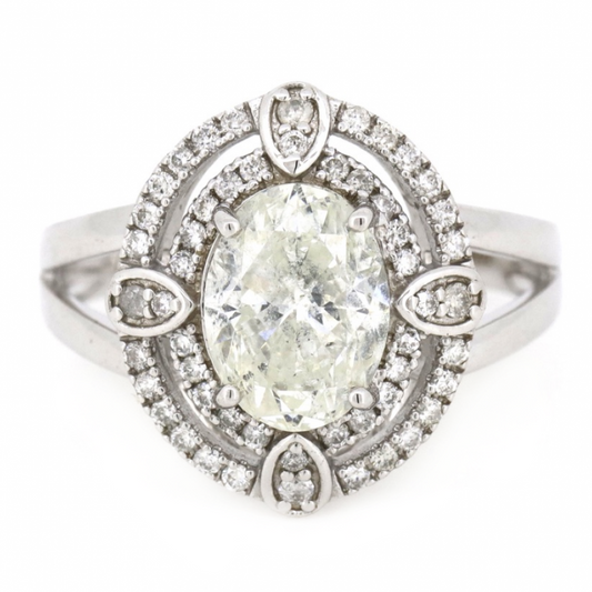 2.05ct White Gold and Diamond, Double Halo Split Band Ring
