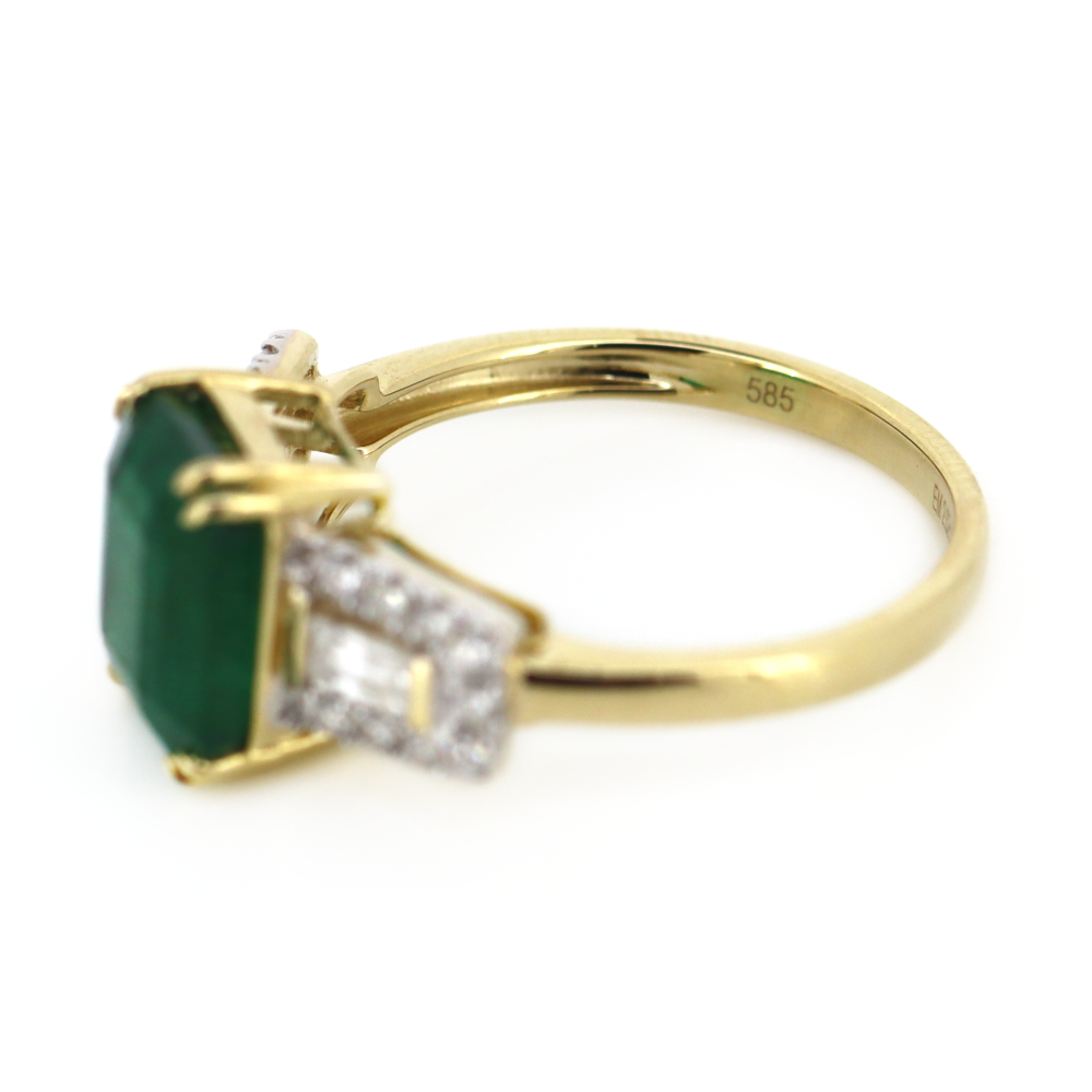2.62ct Yellow Gold Emerald and Diamond Dress Ring