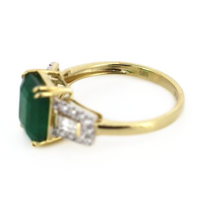 2.62ct Yellow Gold Emerald and Diamond Dress Ring