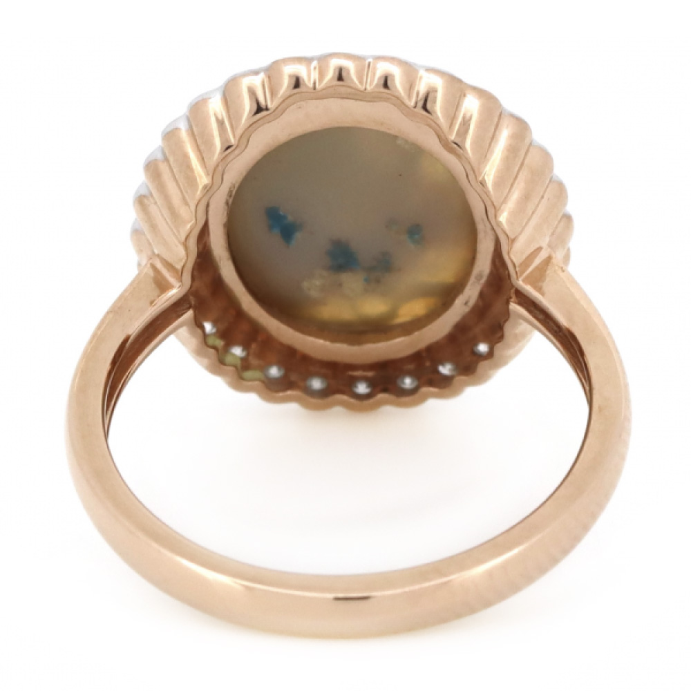 Rose Gold Australian Andamooka Opal & Diamond Halo Ring