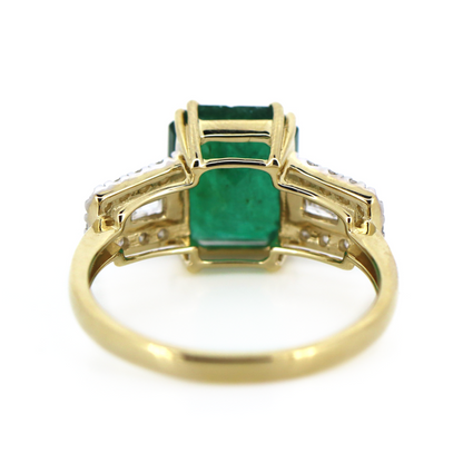 2.62ct Yellow Gold Emerald and Diamond Dress Ring
