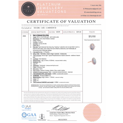 Rose Gold Australian Andamooka Opal & Diamond Halo Ring