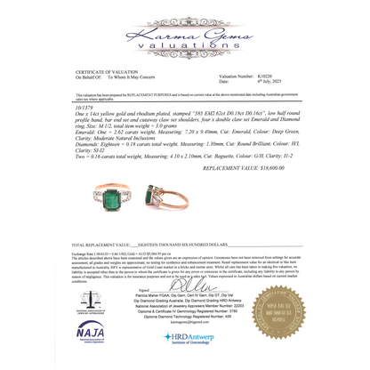 2.62ct Yellow Gold Emerald and Diamond Dress Ring