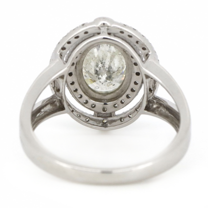 2.05ct White Gold and Diamond, Double Halo Split Band Ring