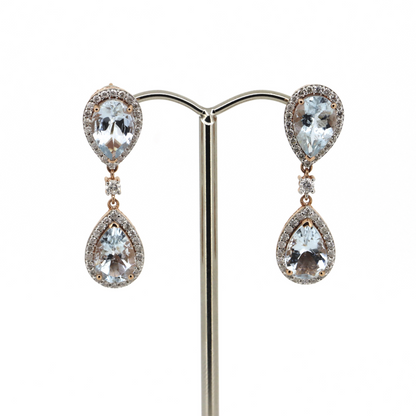 6.71ct Aquamarine and Diamond Drop Earrings