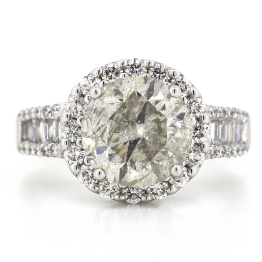 3.51ct White Gold and Diamond, Halo Ring